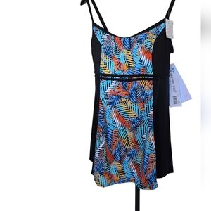 20W Women's NWT Multicolor One Piece Swimsuit With Swim Dress